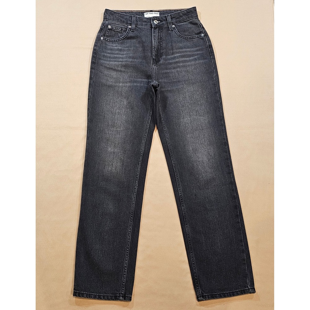 We The Free Free People Pacifica High Rise Slim Straight Leg Black Jeans 26